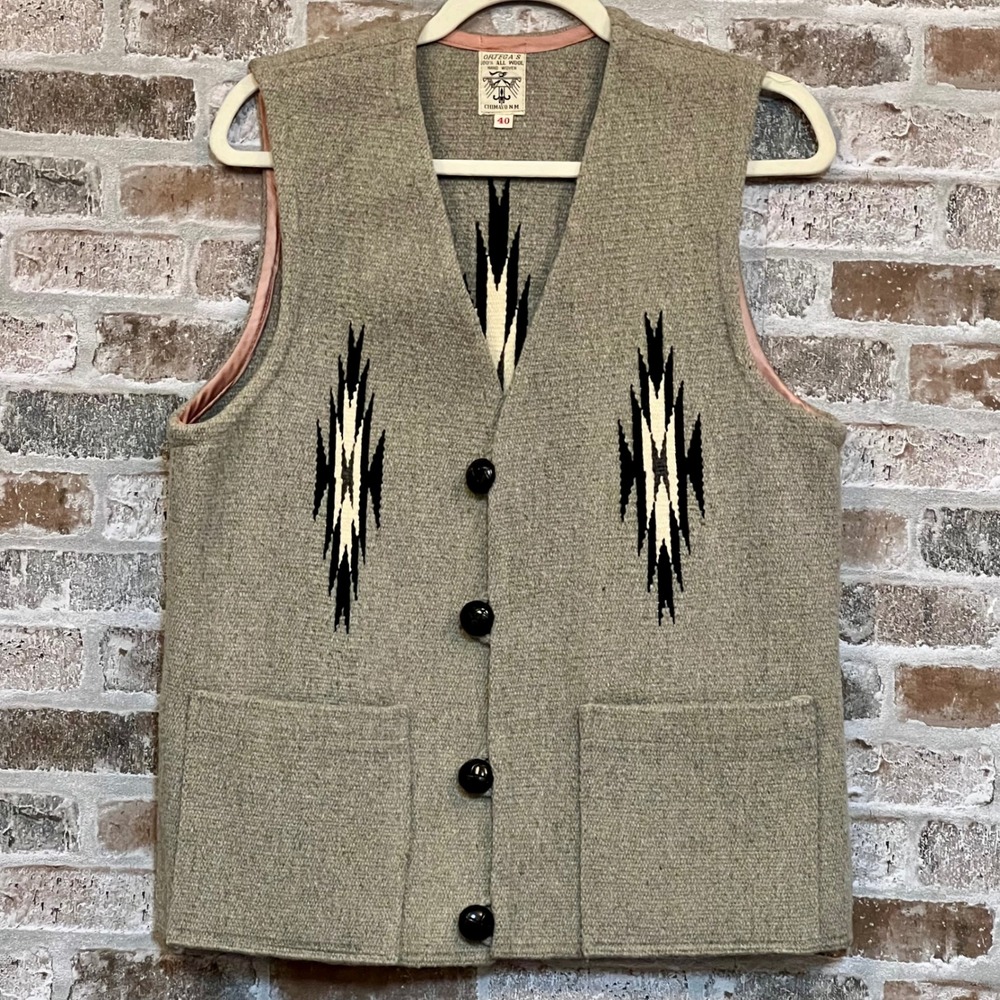 1960s Chimayo - Hand-woven‎ Wool Vest - Men's Medium Rare!